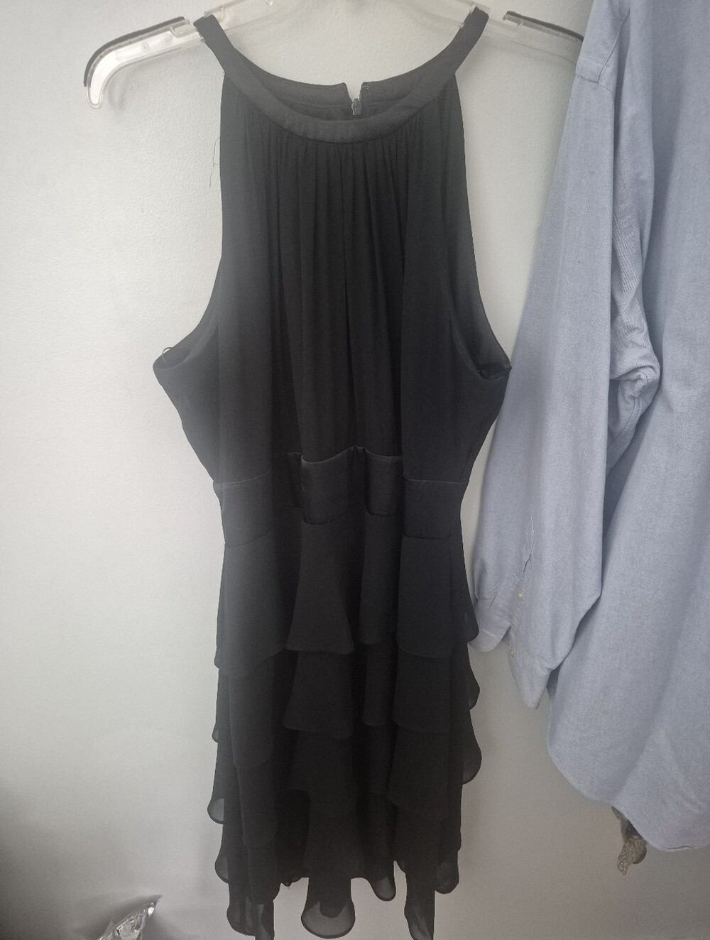 Black Ruffle Tiered Halter Dress